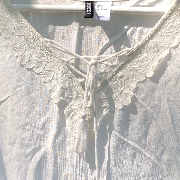 White boho cottagecore romantic long-sleeve blouse top - Picture 4 of 4